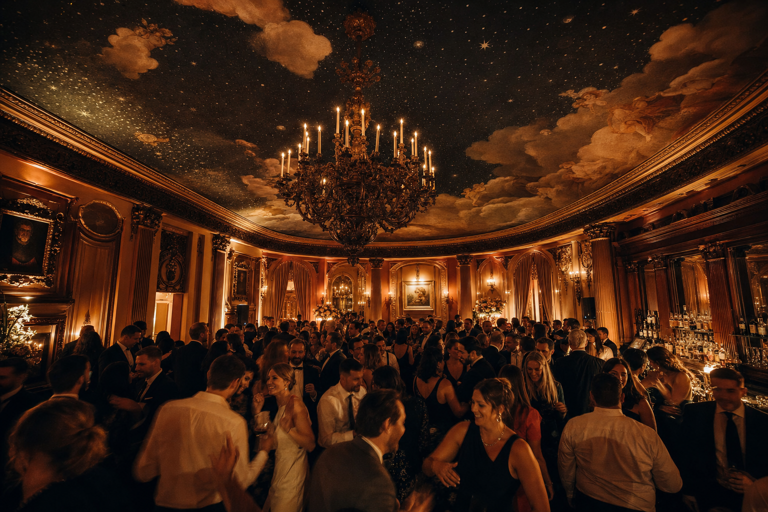 Placeholder: the ballroom mid-party
