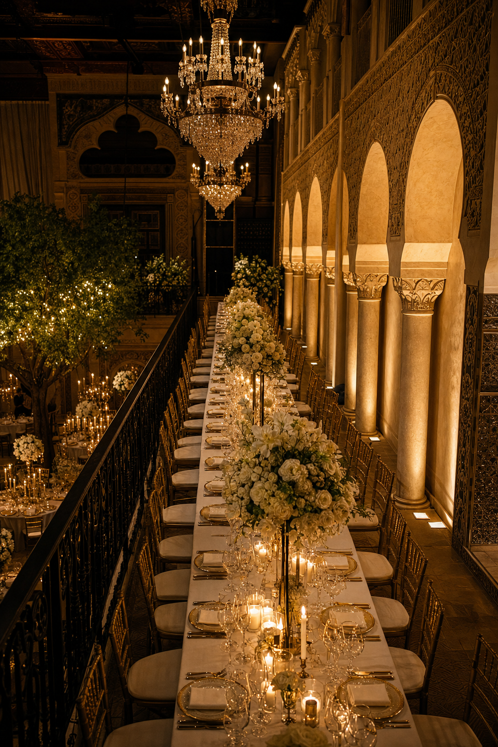 Placeholder: the mezzanine dressed for dinner
